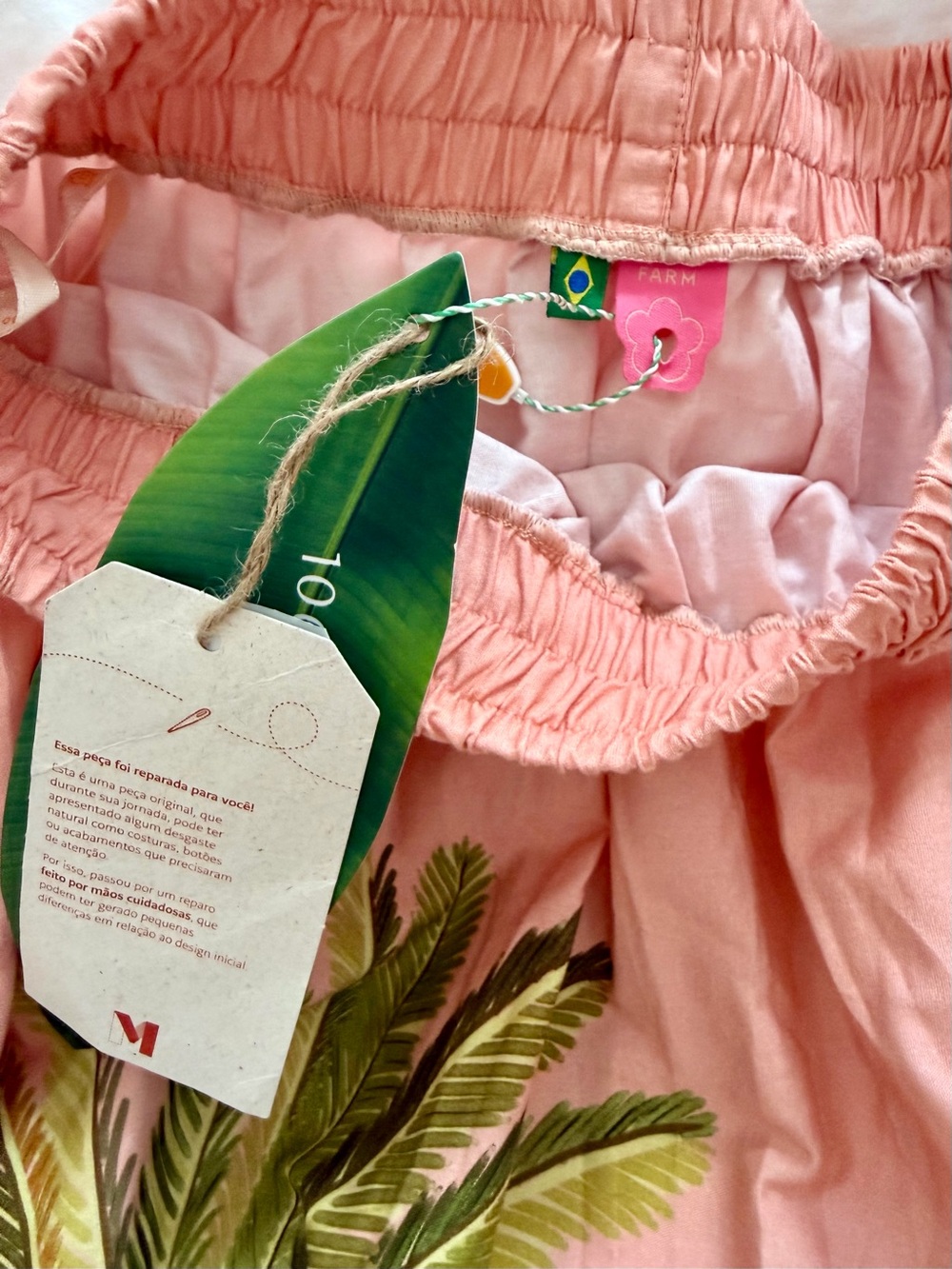 FARM Rio Coral Pink Maxi Skirt with Tropical Banana Palms - Picture 6 of 8